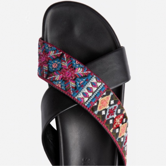 Johnny Was Beatriz Slip On Embroidered‎ Sandal Shoes Italy Size 37 - Picture 3 of 10